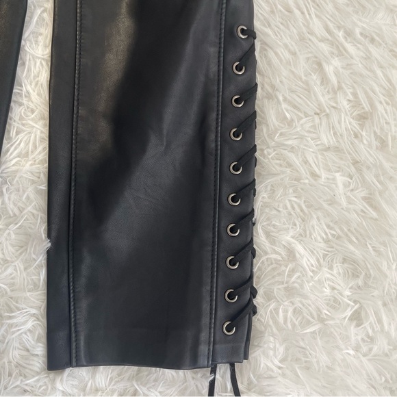 Blank NYC Womens Vegan Leather Lace Up Pants Size 27 Black - Picture 6 of 10